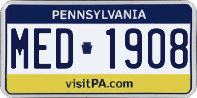 PA license plate MED1908