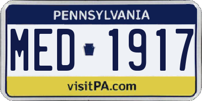 PA license plate MED1917