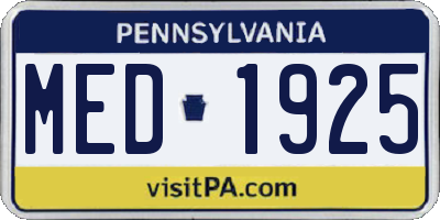 PA license plate MED1925
