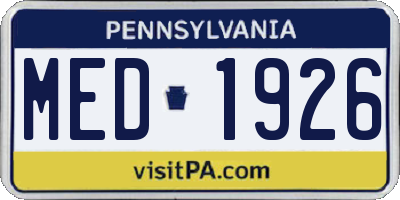 PA license plate MED1926