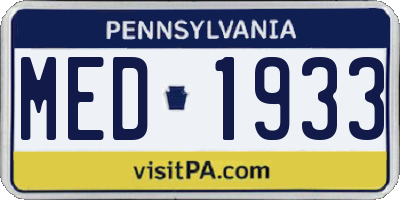 PA license plate MED1933