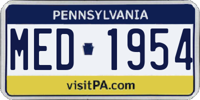 PA license plate MED1954