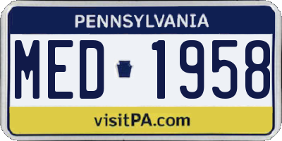 PA license plate MED1958