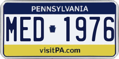 PA license plate MED1976
