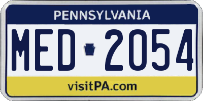 PA license plate MED2054