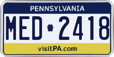 PA license plate MED2418