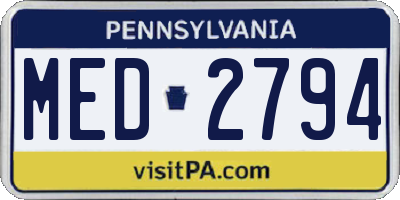PA license plate MED2794