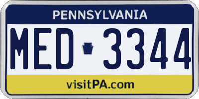 PA license plate MED3344