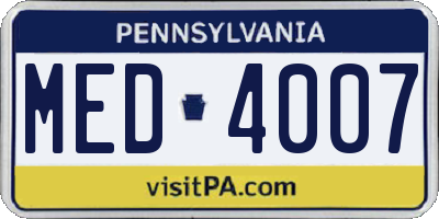 PA license plate MED4007