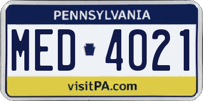 PA license plate MED4021