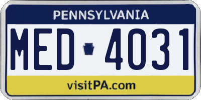 PA license plate MED4031