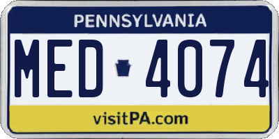 PA license plate MED4074