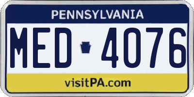 PA license plate MED4076