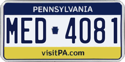 PA license plate MED4081