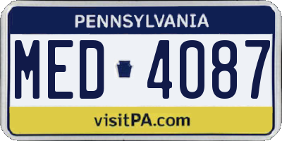 PA license plate MED4087