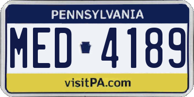 PA license plate MED4189