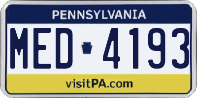 PA license plate MED4193