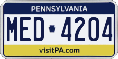 PA license plate MED4204