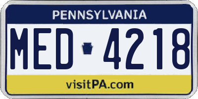 PA license plate MED4218
