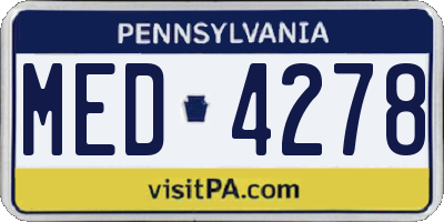 PA license plate MED4278