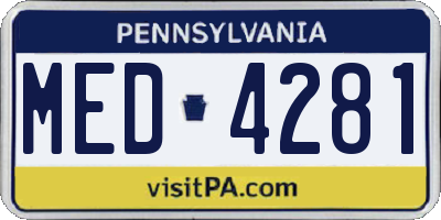 PA license plate MED4281