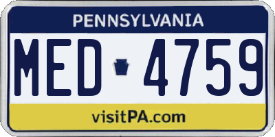 PA license plate MED4759