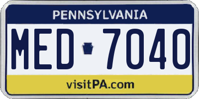 PA license plate MED7040