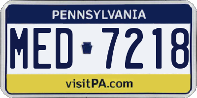 PA license plate MED7218