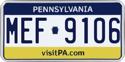 PA license plate MEF9106