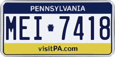 PA license plate MEI7418