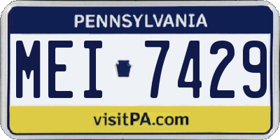 PA license plate MEI7429