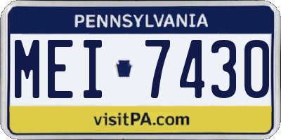 PA license plate MEI7430