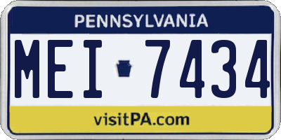 PA license plate MEI7434