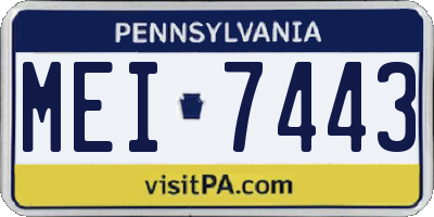 PA license plate MEI7443
