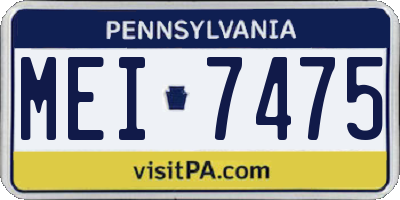 PA license plate MEI7475
