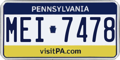 PA license plate MEI7478