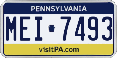 PA license plate MEI7493