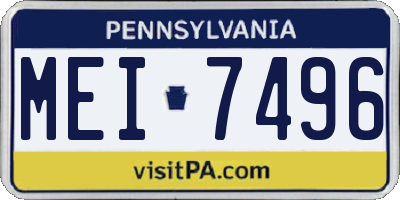 PA license plate MEI7496
