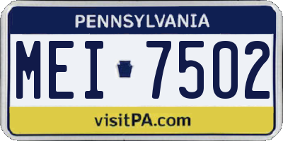 PA license plate MEI7502