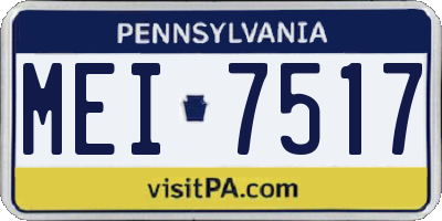 PA license plate MEI7517