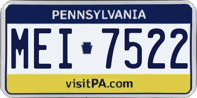 PA license plate MEI7522