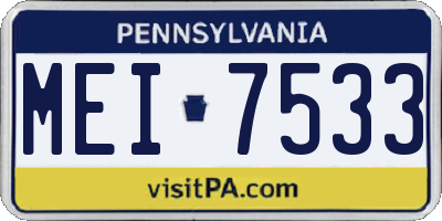 PA license plate MEI7533