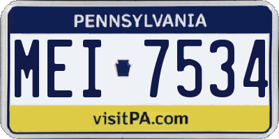 PA license plate MEI7534