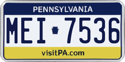 PA license plate MEI7536