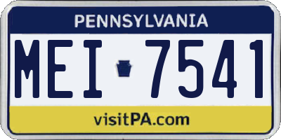 PA license plate MEI7541