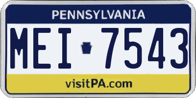 PA license plate MEI7543