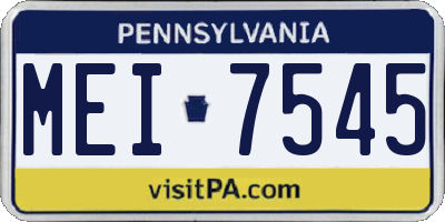 PA license plate MEI7545