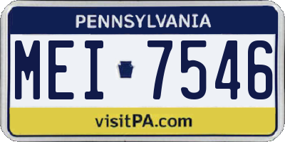 PA license plate MEI7546