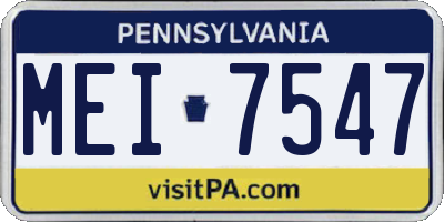 PA license plate MEI7547