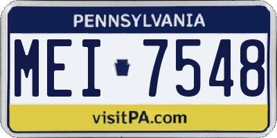 PA license plate MEI7548